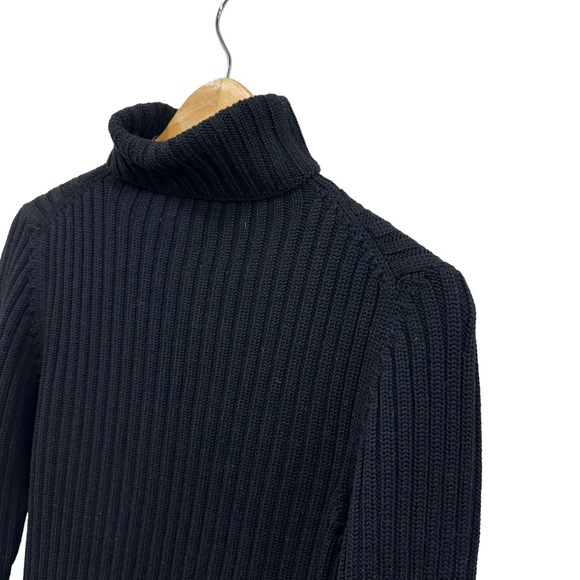 Italmode Made in Italy Ribbed Merino Wool Turtleneck Sweater, Black, Size Small - Picture 2 of 10